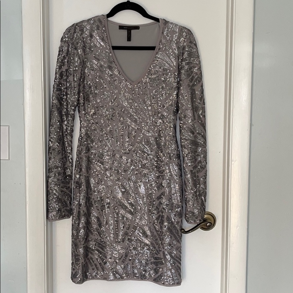 BCBG Maxazaria Sequined Morris Glacier dress